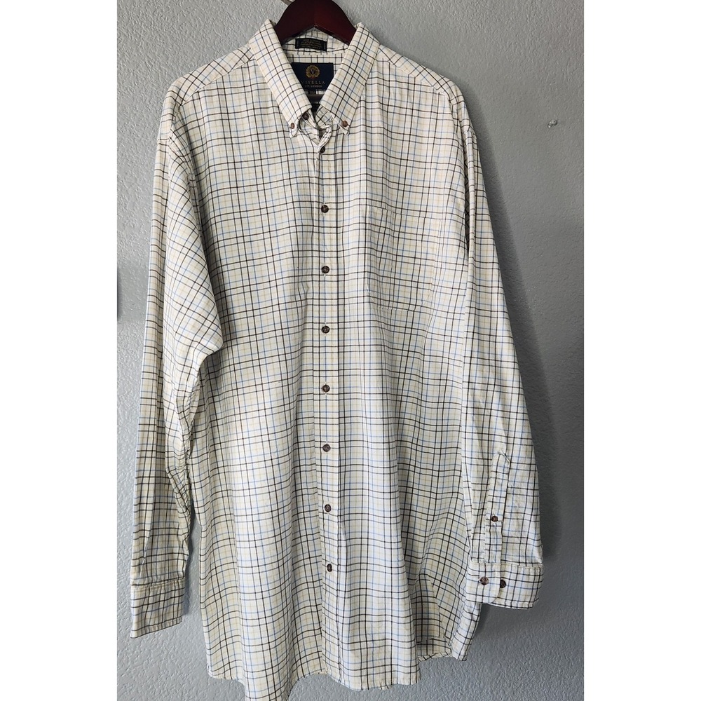 Vtg Viyella Men's 2XL Tall Tattersall Button Up Shirt Cotton Wool Made Canada